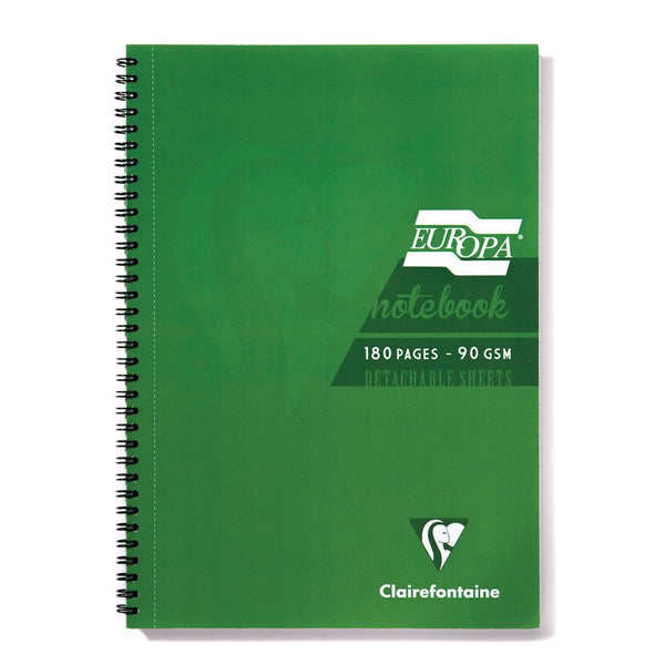 Europa A4 Green Sidebound Notebook Pack 5's - ONE CLICK SUPPLIES