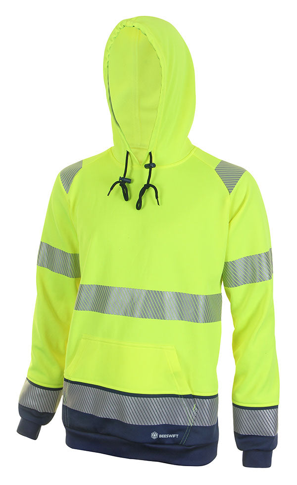 Beeswift Two Tone Pull-On Hoody Hi Visibility, Saturn Yellow & Navy Blue. {All Sizes} - ONE CLICK SUPPLIES