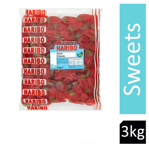 Haribo Giant Strawberries Sweets Bag 3kg - ONE CLICK SUPPLIES