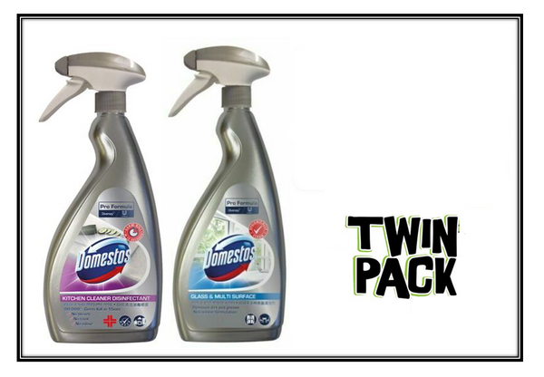 Domestos Pro Formula Glass & Multi Surface Cleaner 750ml & Disinfectant Twin pack - ONE CLICK SUPPLIES