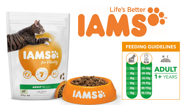 IAMS for Vitality Adult Cat Food Lamb 800g - ONE CLICK SUPPLIES