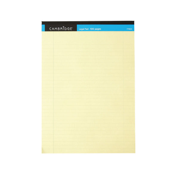 Cambridge Everyday Ruled Legal Pad 100 Pages A4 Yellow (Pack of 10) 100080179 - ONE CLICK SUPPLIES