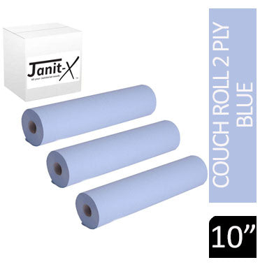 Janit-X 10" 40m, Blue 2 Ply Hygiene Couch Roll - ONE CLICK SUPPLIES