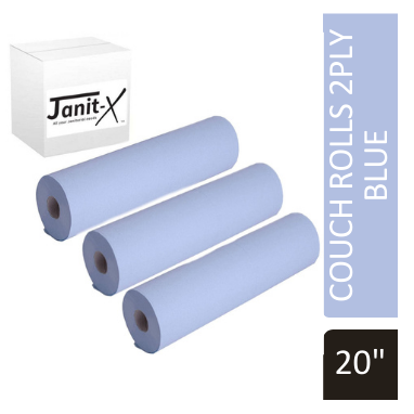 Janit-X 20" 40m, Blue 2 Ply Hygiene Couch Roll - ONE CLICK SUPPLIES