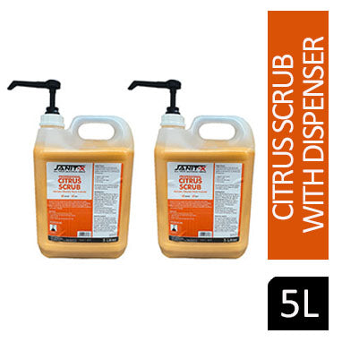 Janit-X Professional Citrus Scrub 5 Litre & Pump Dispenser {Engineers & Mechanic Tough Cleaning Agent} - ONE CLICK SUPPLIES