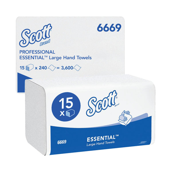Scott 1-Ply Xtra Hand Towels I-Fold 240 Sheets Pack of 15, {6669} - ONE CLICK SUPPLIES