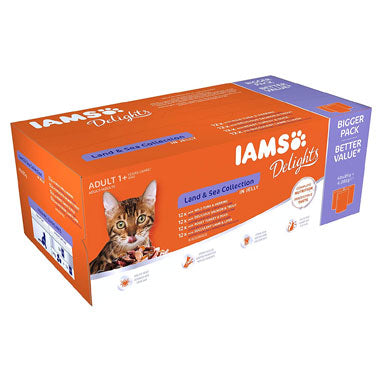 IAMS Delights Adult Cat Land & Sea Collection in Jelly 48x85g (Best Before 03/10) - ONE CLICK SUPPLIES