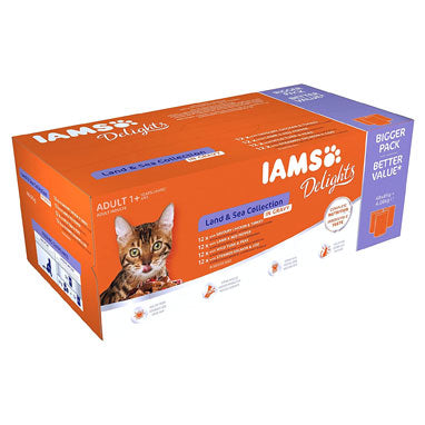 IAMS Delights Adult Cat Land & Sea Collection in Gravy 48x85g - ONE CLICK SUPPLIES