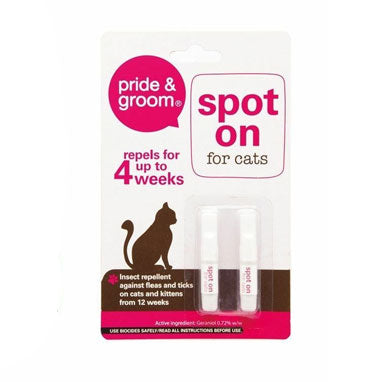 Pride & Groom Spot on Insect & Flea Repellent for Cats 2 Pack - ONE CLICK SUPPLIES