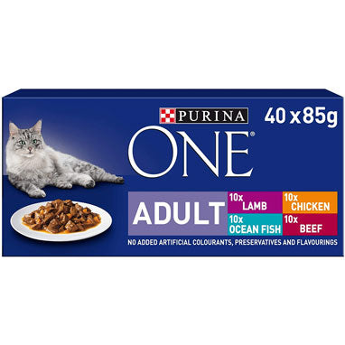 Purina ONE Adult Cat Food Pouches Mini Fillets in Gravy 40 x 85g - ONE CLICK SUPPLIES