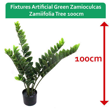 Fixtures Artificial Green Zamioculcas Zamiifolia Tree 100cm - ONE CLICK SUPPLIES