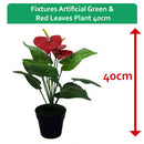 Fixtures Artificial Green & Red Leaves Plant 40cm - ONE CLICK SUPPLIES