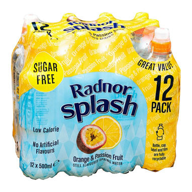 Radnor Splash Sugar Free Orange & Passionfruit 12x500ml - ONE CLICK SUPPLIES
