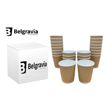 Belgravia 12oz Triple Walled Kraft Ripple Paper Cups - ONE CLICK SUPPLIES