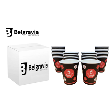 Belgravia 10oz Red & Black Single Walled Paper Cups 50s - ONE CLICK SUPPLIES