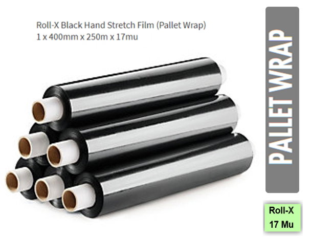 Roll-X Long Length, 250m Black Hand Stretch Film (Pallet Wrap) - ONE CLICK SUPPLIES