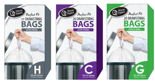 Perfect Fit Peddle Bin Liners Size H 50-60L, White, 10 Pack. - ONE CLICK SUPPLIES