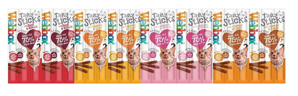 Webbox Cats Delight Tasty Sticks Chews Treats Variety Pack 12 x 6 (72 Sticks) - ONE CLICK SUPPLIES