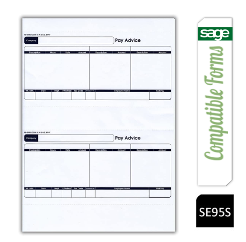 Sage (SE95S) Compatible 1-Part Laser Pay Advice Forms Pack 500's - ONE CLICK SUPPLIES