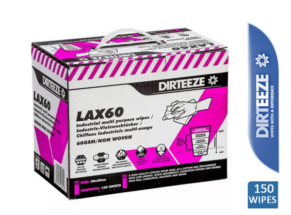 Dirteeze Industrial Multi Purpose Low Lint Wipes (Box of 150) - ONE CLICK SUPPLIES
