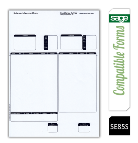 Sage (SE85S) Compatible A4 Statement/Remittance Advice Forms Pack 500's - ONE CLICK SUPPLIES