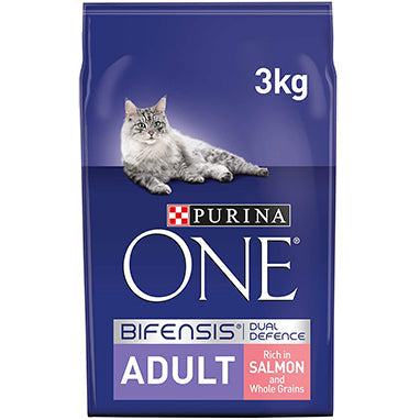 Purina ONE Adult Dry Cat Food Salmon & Wholegrain 3kg - ONE CLICK SUPPLIES