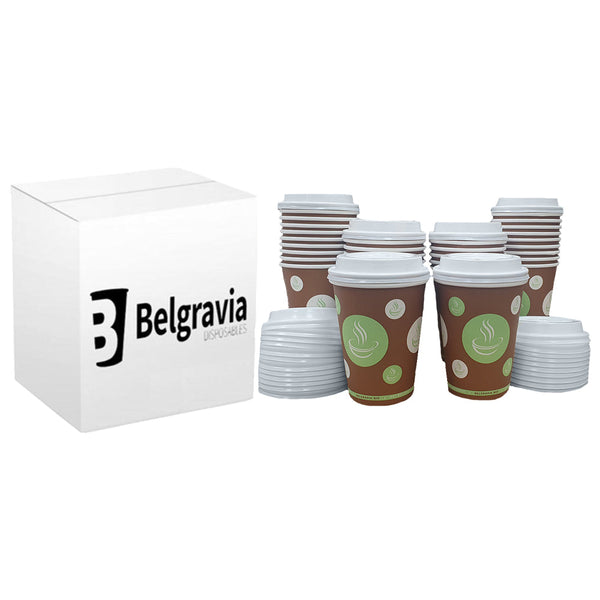 12oz Belgravia Biodegradable & Compostable Single Walled Paper Cups (50s) - ONE CLICK SUPPLIES