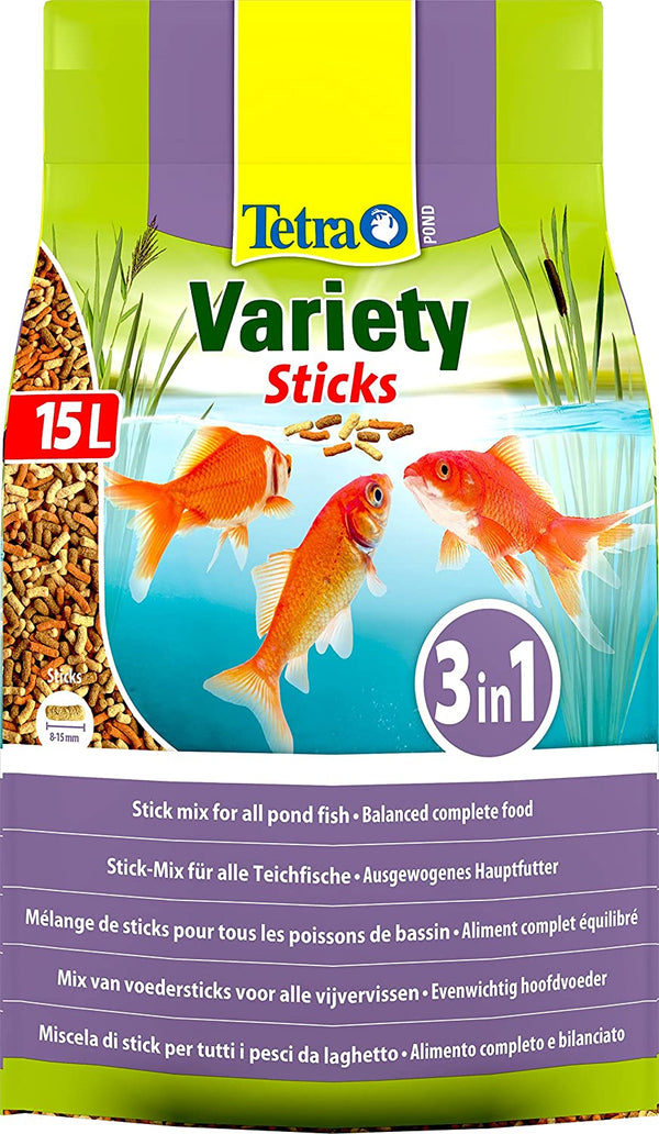 Tetra Pond Variety, 3in1 Different Fish Food Sticks for All Pond Fish, 15 Litre - ONE CLICK SUPPLIES