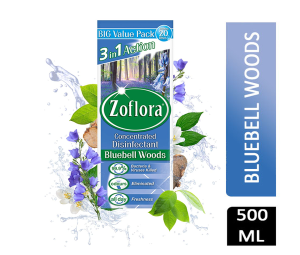 Zoflora Bluebell Woods Concentrated Disinfectant 500ml - ONE CLICK SUPPLIES