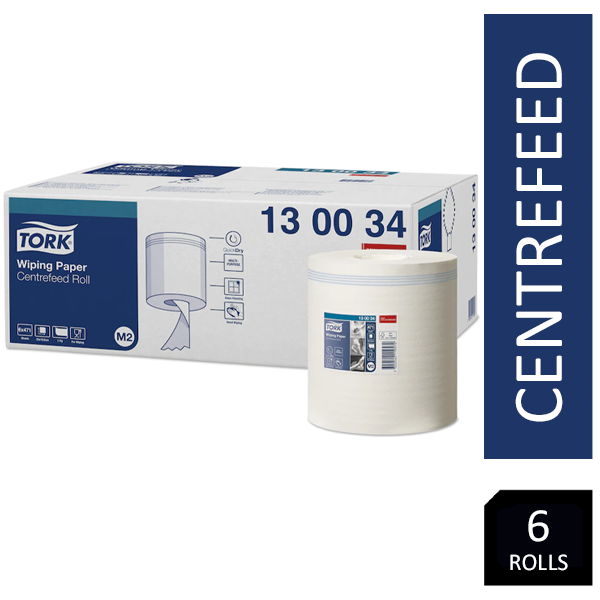 Tork 130034 M2 Wiping Paper Centrefeed Roll White 6's