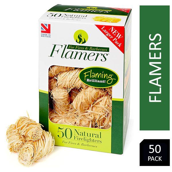 Flamers 50's Natural Stove-Barbecue BBQ or Firelighters New Larger 50-500Pack - ONE CLICK SUPPLIES