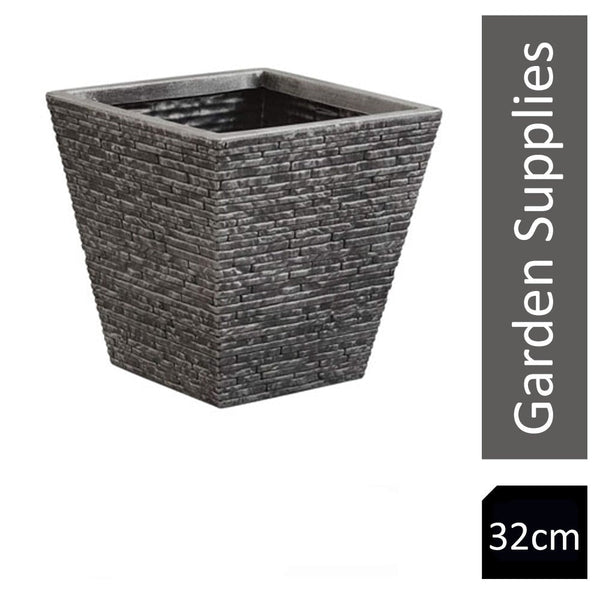Strata Slate Pewter 32cm Short Planter - ONE CLICK SUPPLIES