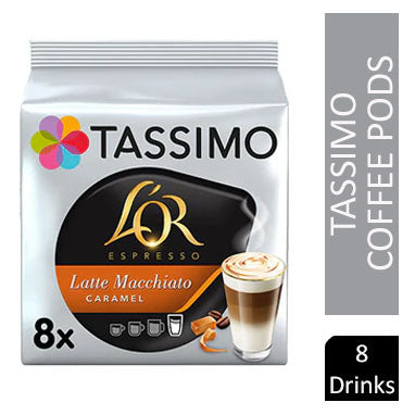 Tassimo L'OR Latte Macchiato Caramel Coffee Pods (Pack of 1, Total pods, 8 servings) - ONE CLICK SUPPLIES