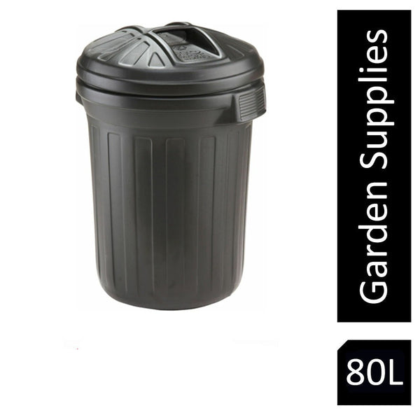 Fixtures Strata Refuse Bin Secure Push On Lid Black 80L - ONE CLICK SUPPLIES