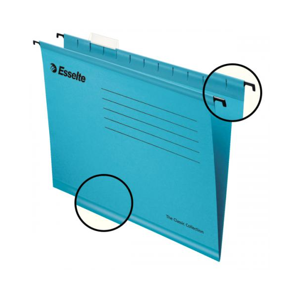 Esselte Classic Foolscap Suspension File Board 15mm V Base Blue (Pack 25)