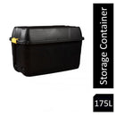 Strata 175 Litre Heavy Duty Trunk On Wheels Black Yellow Clip Handle - ONE CLICK SUPPLIES