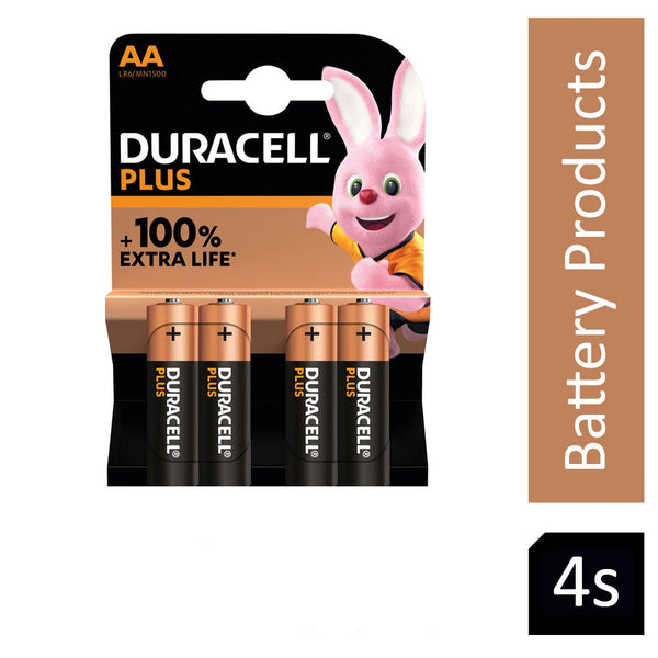 Duracell Plus AA Battery Alkaline 100% Extra Life (Pack of 4) 5009370 - ONE CLICK SUPPLIES