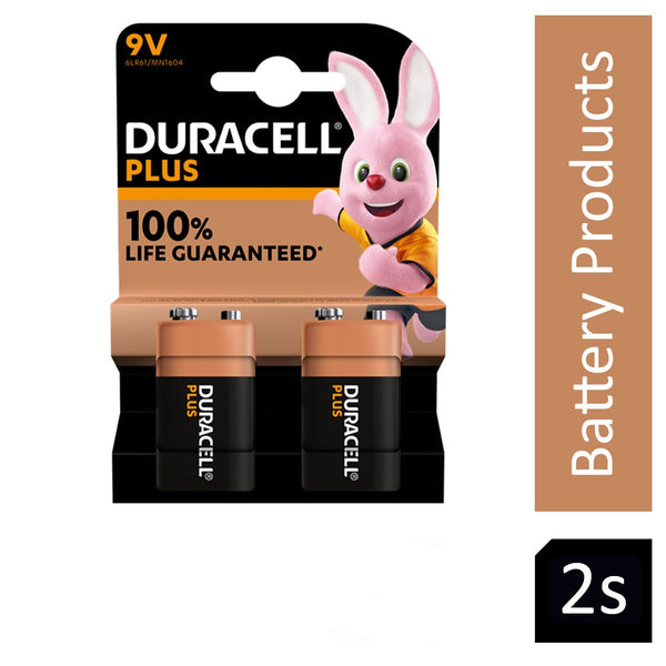 Duracell Plus Battery 9V (Pack of 2) 81275459 - ONE CLICK SUPPLIES