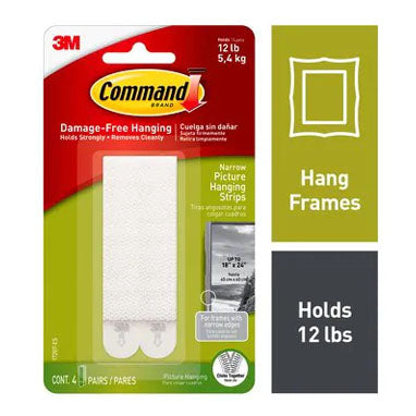 3M Command 17207 Narrow Picture Hanging Strips 4 Pack - ONE CLICK SUPPLIES