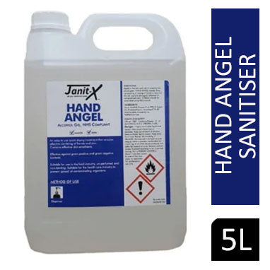Janit-X Professional Clear Hand Angel Anti-Bacterial Alcohol Gel Sanitiser NHS Compliant 5 Litre - ONE CLICK SUPPLIES