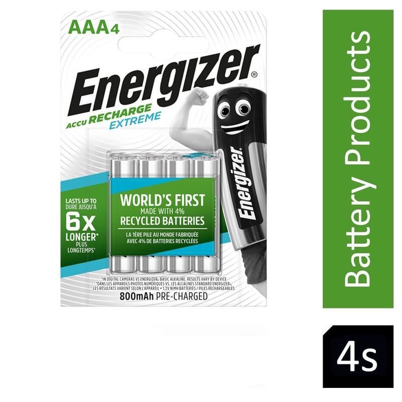 Energizer Rechargable Extreme Batteries AAA  Pack 4's - ONE CLICK SUPPLIES