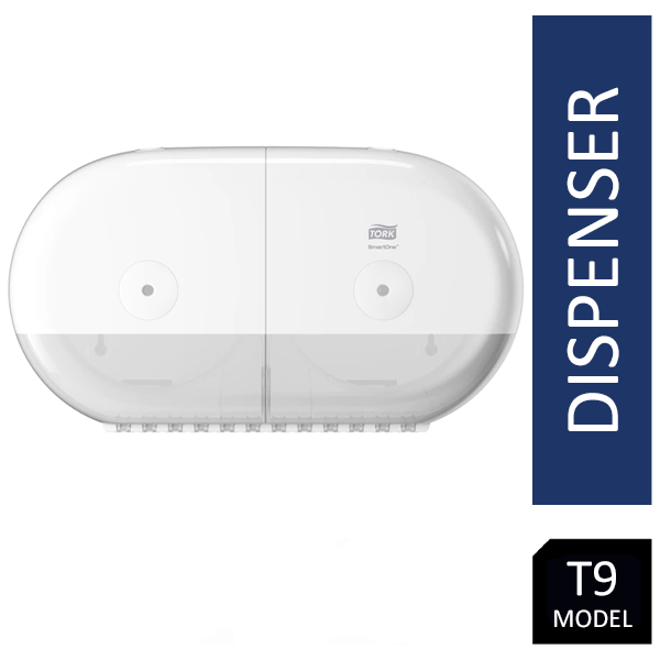 Tork 682000 T9 SmartOne Twin Mini Toilet Paper Dispenser White - ONE CLICK SUPPLIES