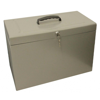 Cathedral Foolscap Grey Metal File Box - ONE CLICK SUPPLIES