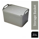 Strata Grey Large 21L Handy Basket With Lid {29cm x 43.5cm} - ONE CLICK SUPPLIES