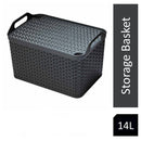 Strata Charcoal Grey Medium Handy Basket With Lid {23cm x 30.5cm} - ONE CLICK SUPPLIES