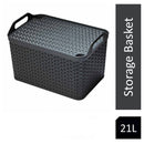 Strata Charcoal Grey Large 21L Handy Basket With Lid {29cm x 43.5cm} - ONE CLICK SUPPLIES