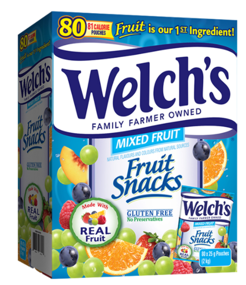 Welch's Fruit Snacks, Real Fruit 80 Pouches - ONE CLICK SUPPLIES