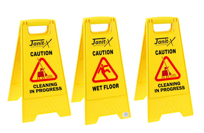 Janit-X Double Warning A-Frames {Wet Floor/Cleaning in Progress} - ONE CLICK SUPPLIES