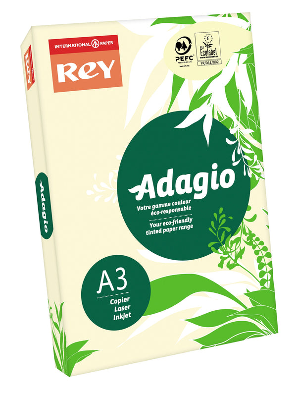 Rey Adagio Paper A3 80gsm Ivory (Ream 500) RYADA080X449 - ONE CLICK SUPPLIES