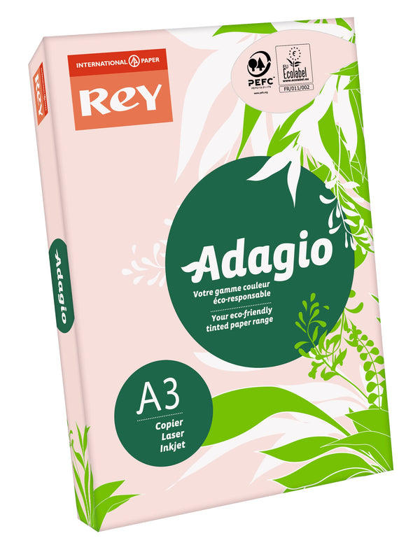 Rey Adagio Paper A3 80gsm Pink (Ream 500) RYADA080X458 - ONE CLICK SUPPLIES